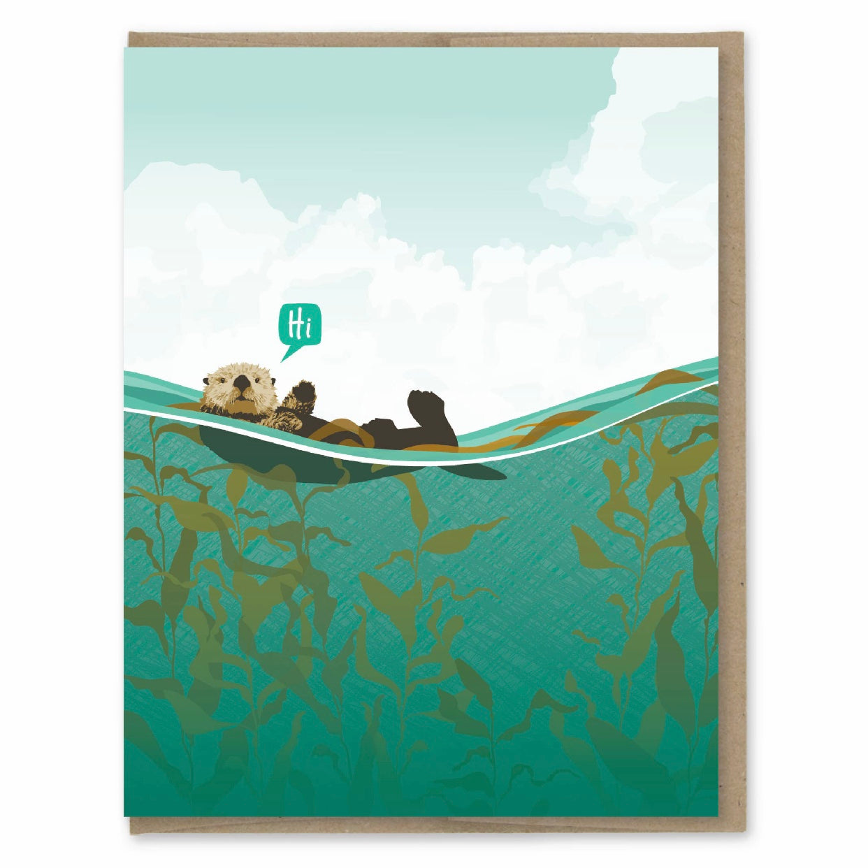 hi otter swimming greeting card