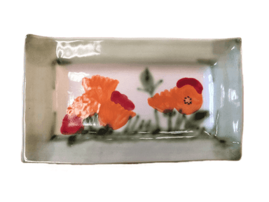 handmade ceramic tray with poppies