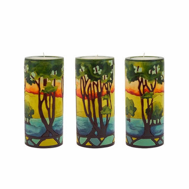 trees glow candle
