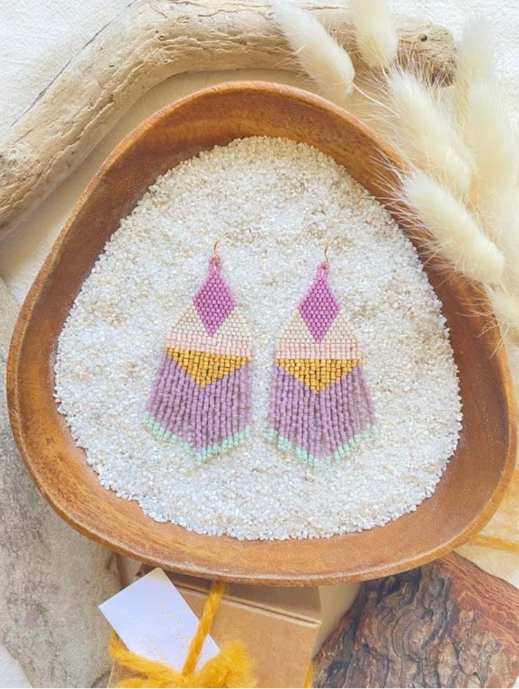 Lavender Beaded Earrings