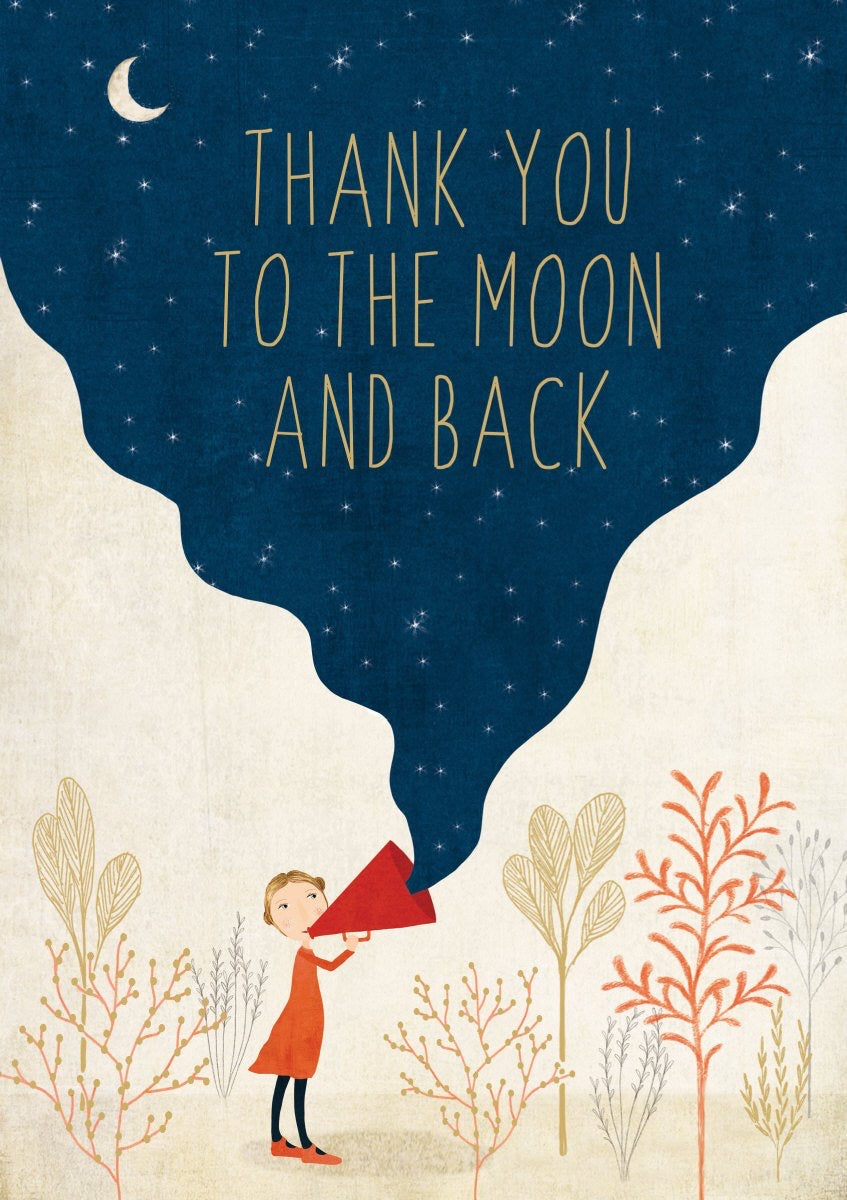 thank you to the moon and back greeting card