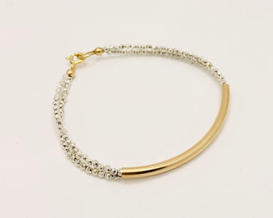 beaded stone gold tube bracelet