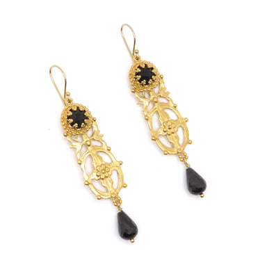  black onyx gold earrings
