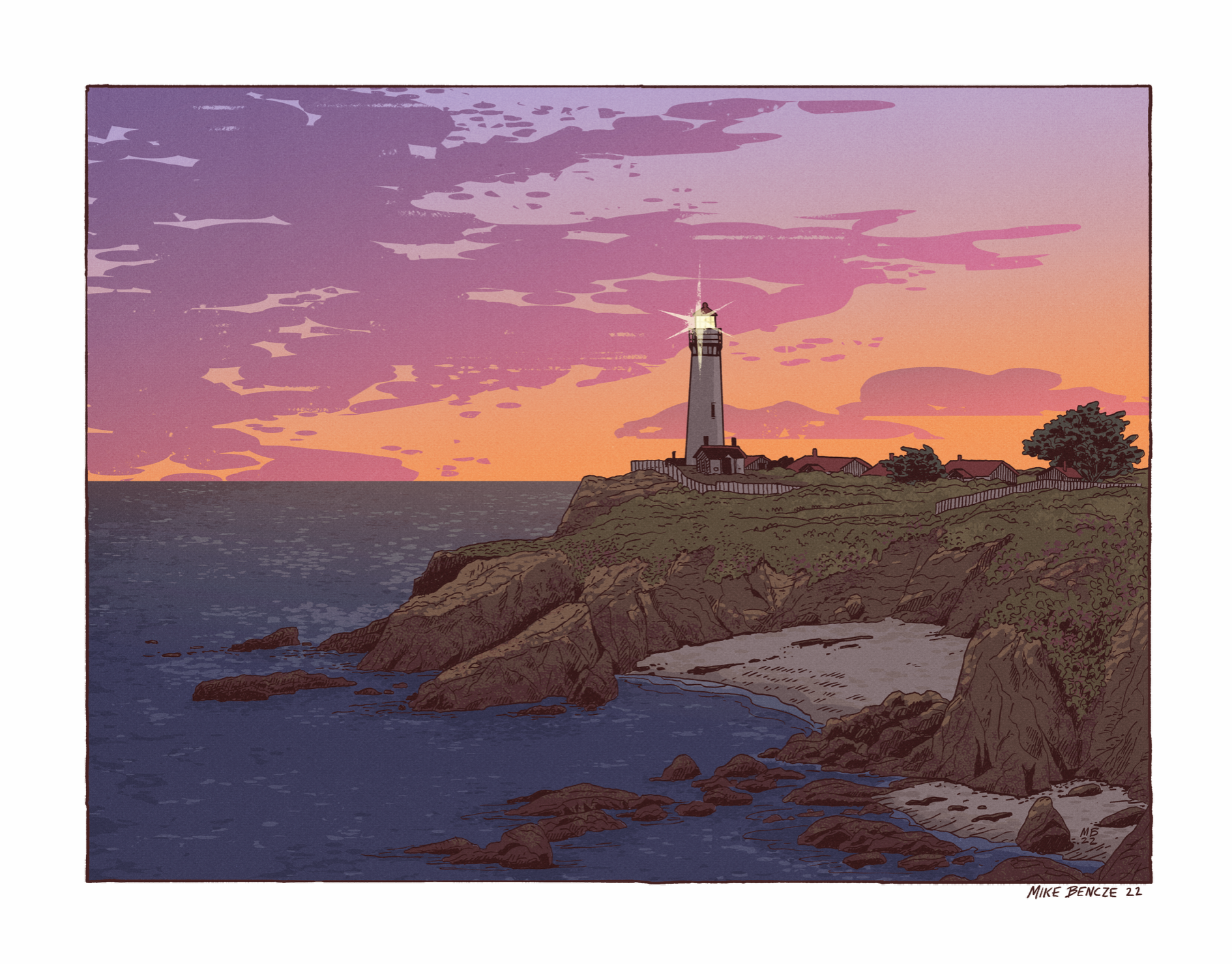 sunset Lighthouse print