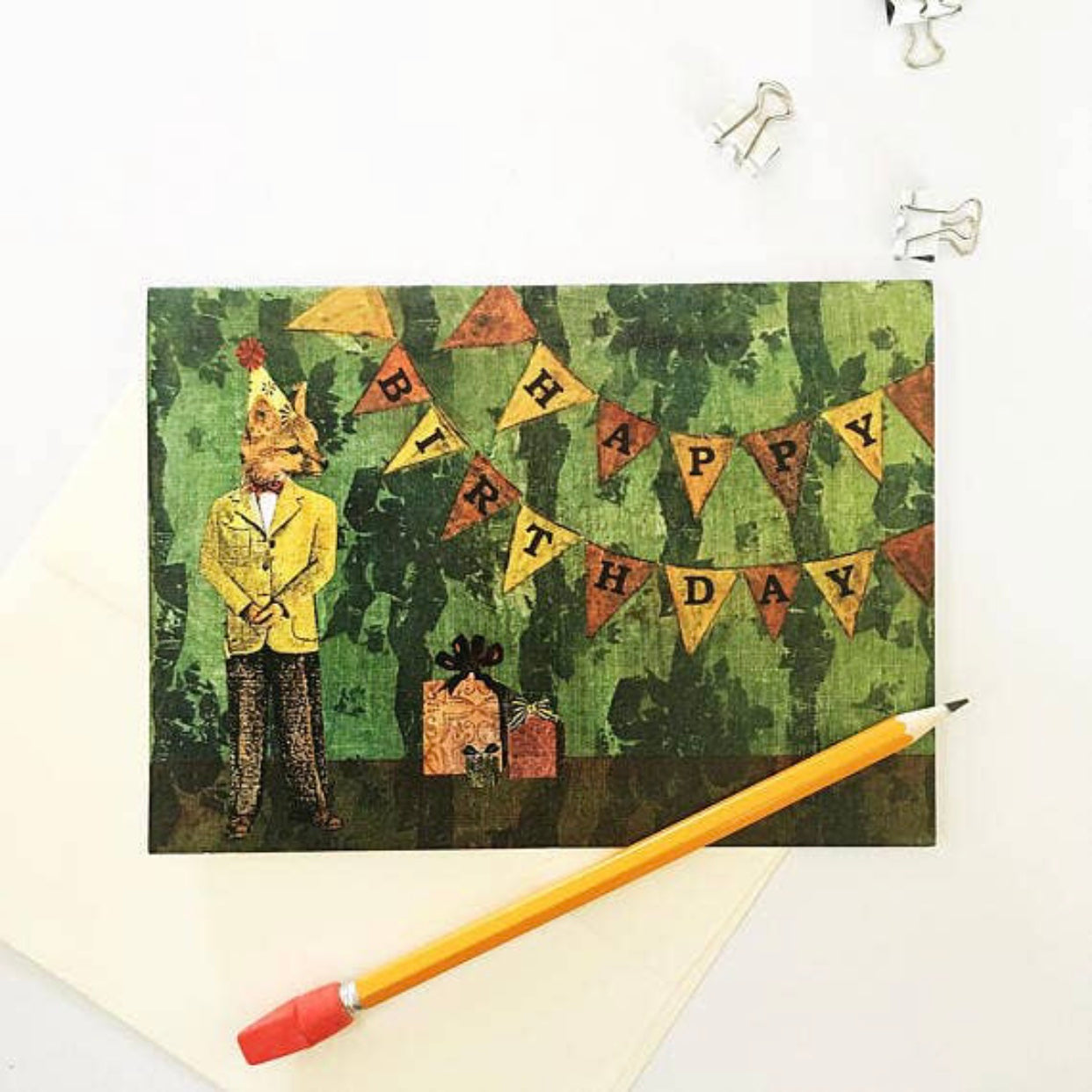 happy Birthday fox greeting card