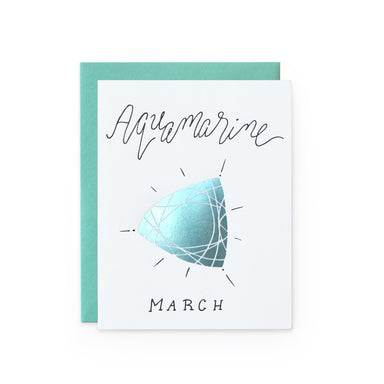 March Aquamarine Blank Birthday card