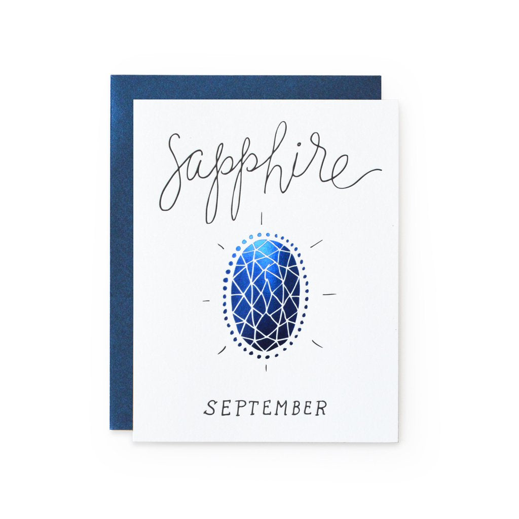 September Sapphire Blank Birthday card