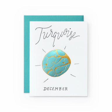 December Turquoise Blank Birthday card