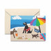 dogs on a beach greeting card
