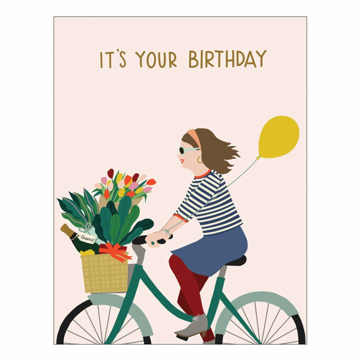 It's your birthday woman on a bike Blank Greeting Card