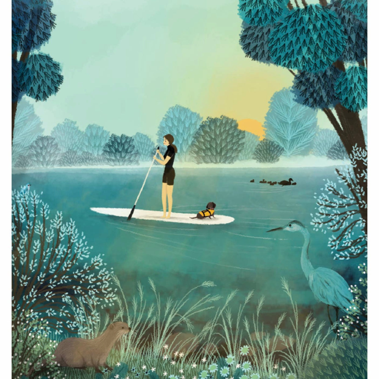 Woman paddleboarding Greeting Card