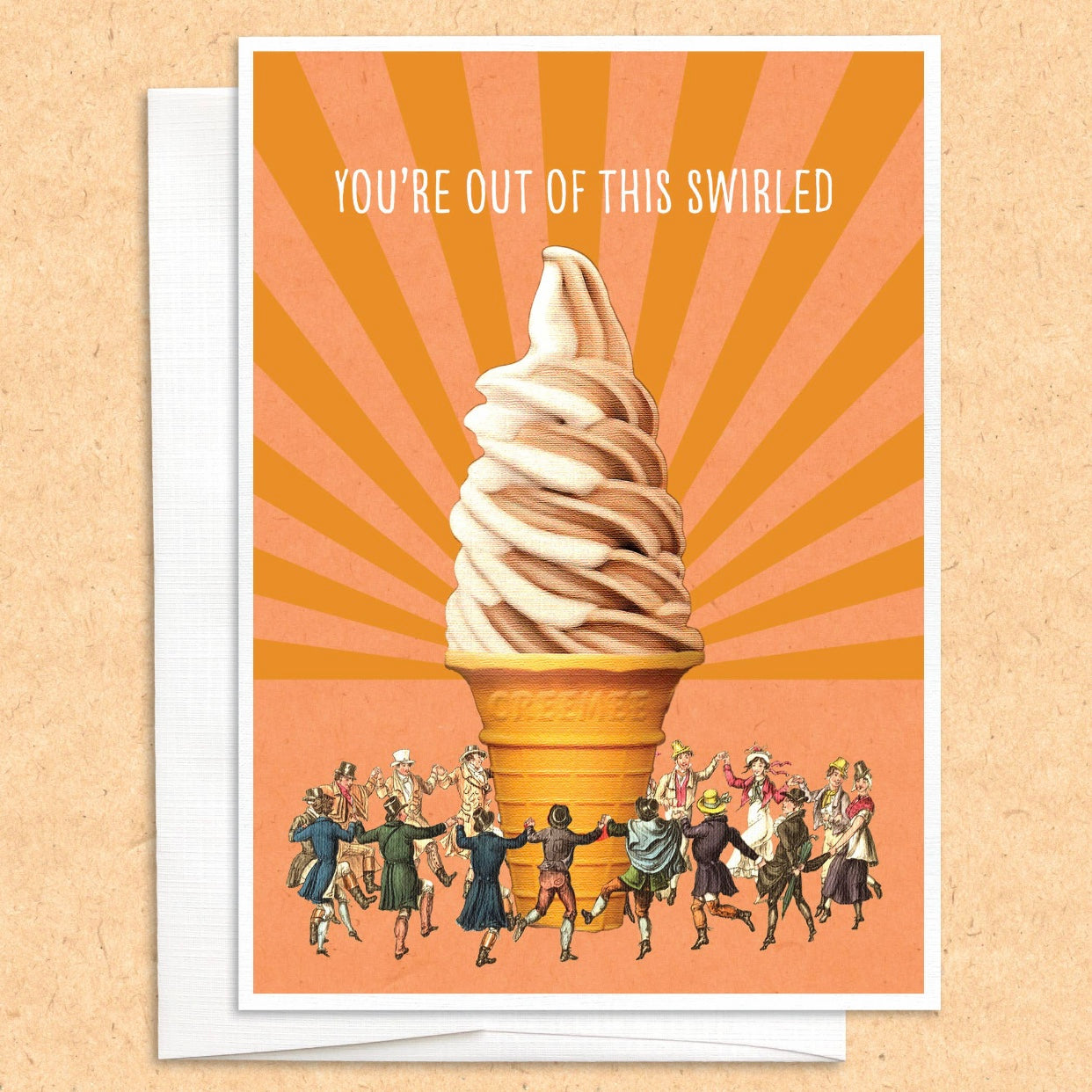 You're out of this swirled greeting card