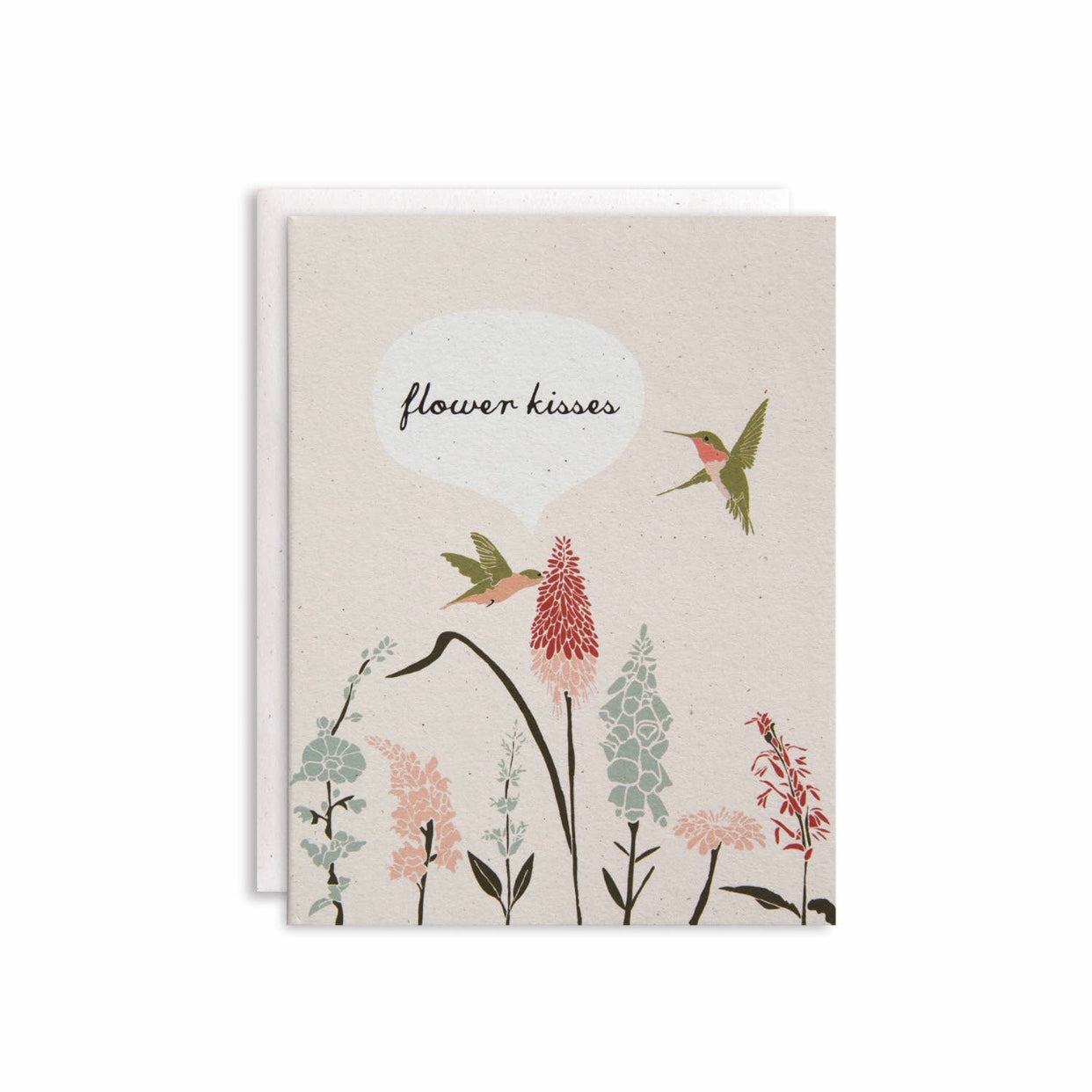 flower kisses hummingbird greeting card