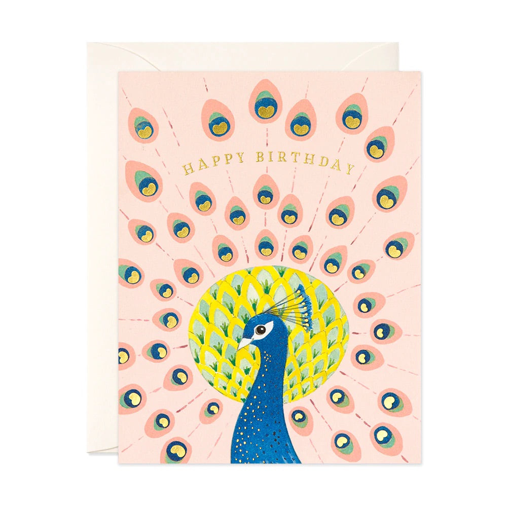 Happy Birthday peacock greeting card