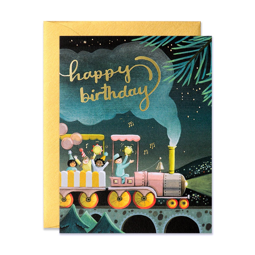 Happy Birthday train greeting card