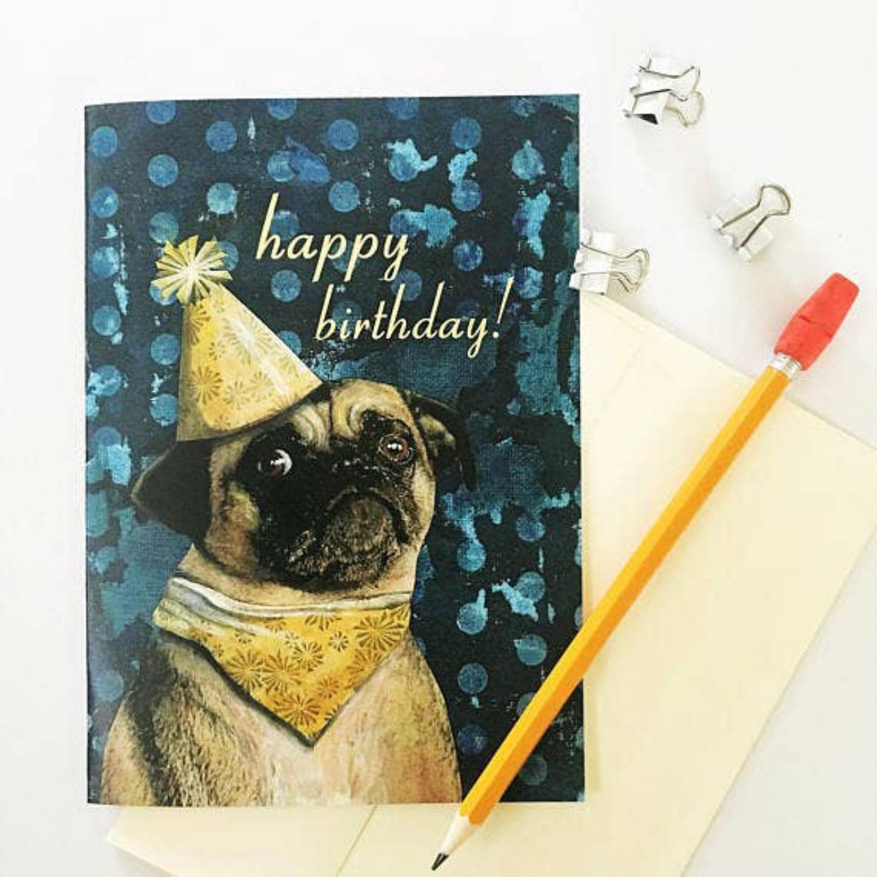 happy birthday pug greeting card
