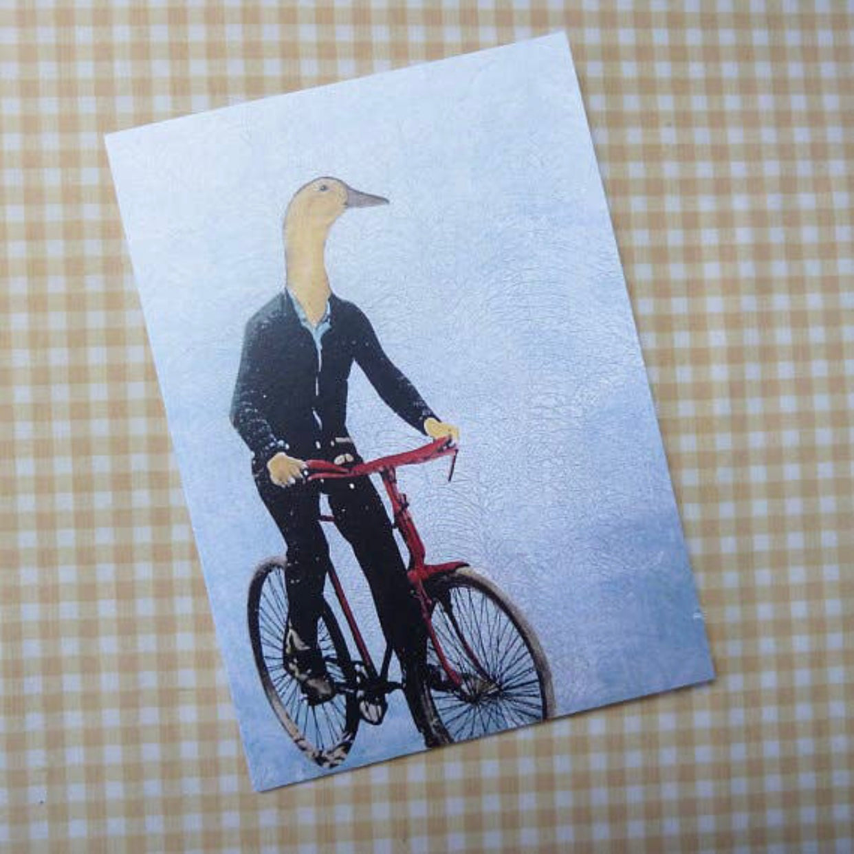 duck on a bike greeting card