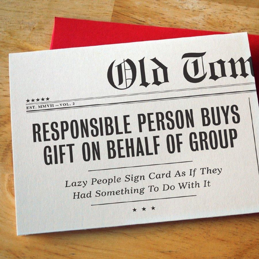 Responsible person buys gift greeting card
