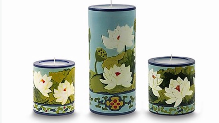 Lotus blossom glow candles