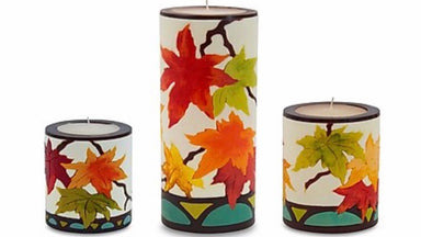 fall leaves glow candle