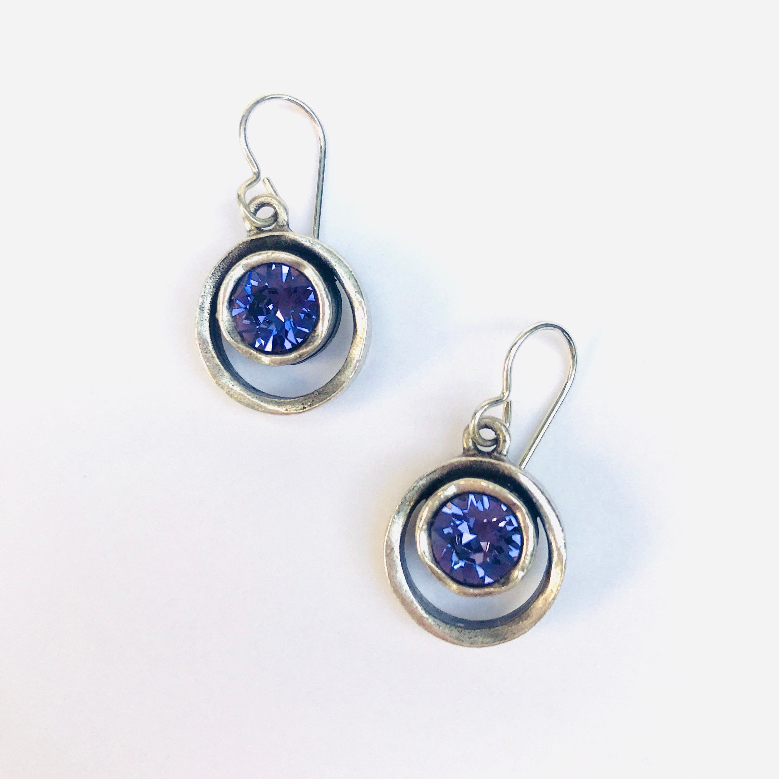 purple swarovski crystal earrings