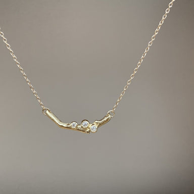 Gold Diamond Encrusted Branch Necklace