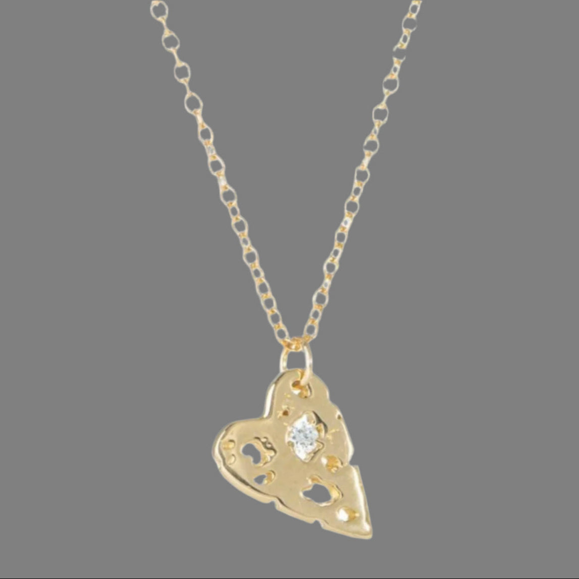 gold diamond heart necklace