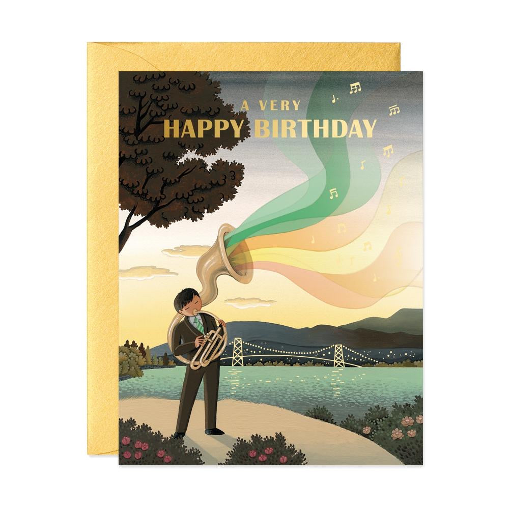 A very happy birthday saxaphone greeting card