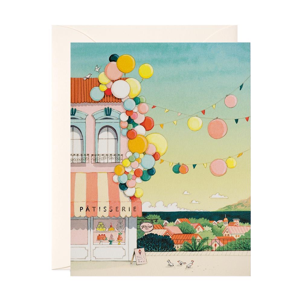 Pastries and balloons greeting card