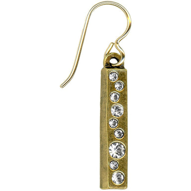 gold rectangle earrings with stones