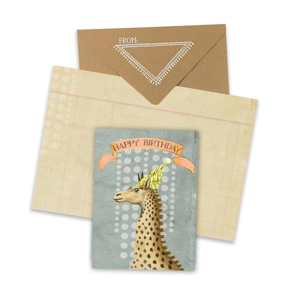 happy birthday giraffe greeting card