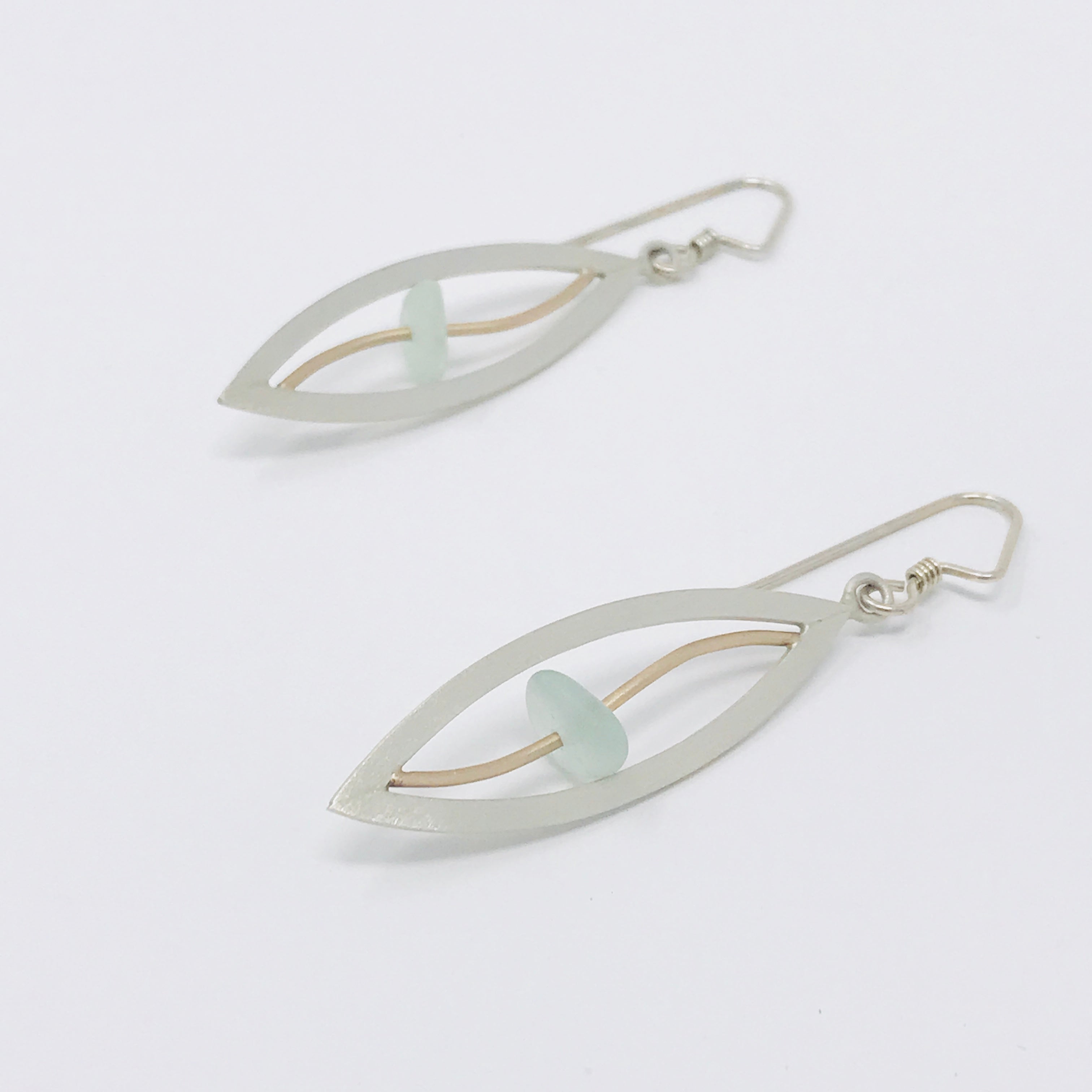 silver sea glass earrings