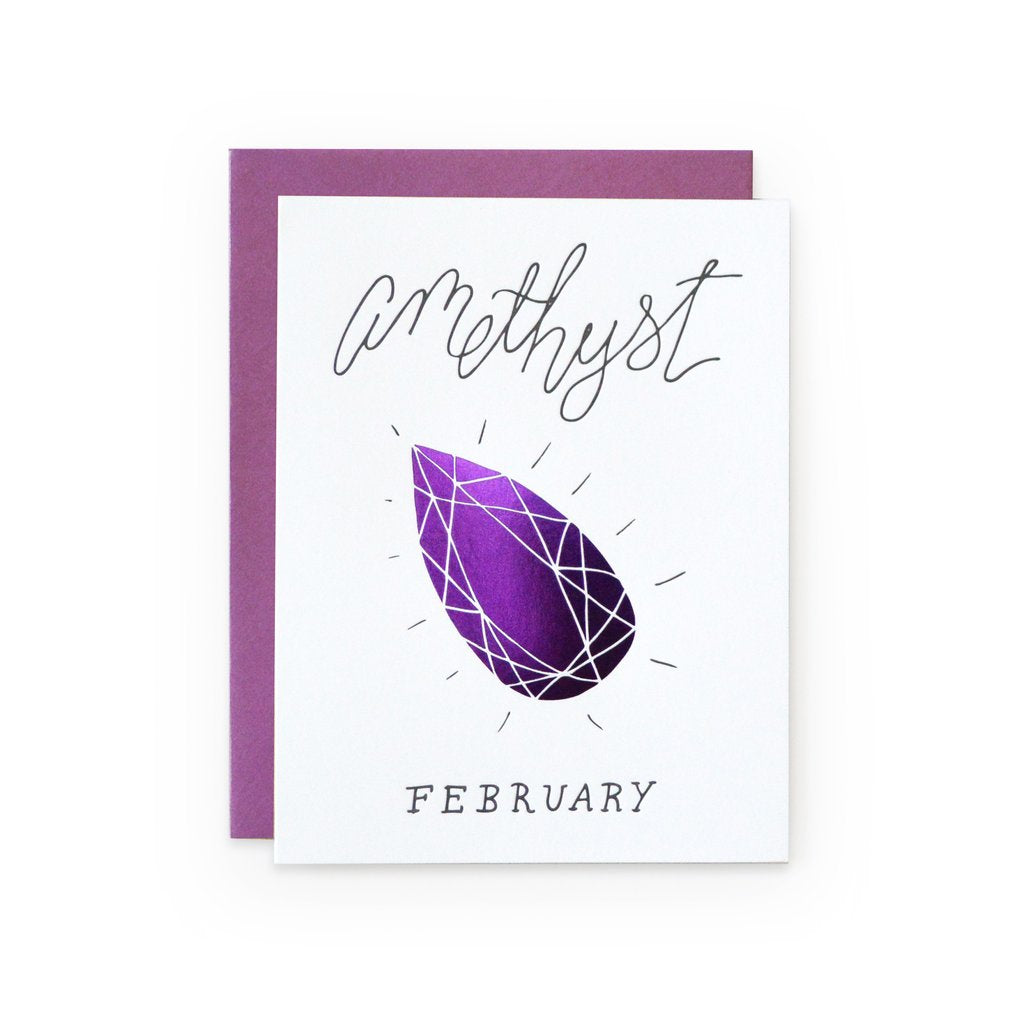 February Amethyst Blank Birthday card