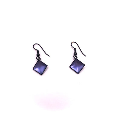 purple Tumbled glass square drop earrings