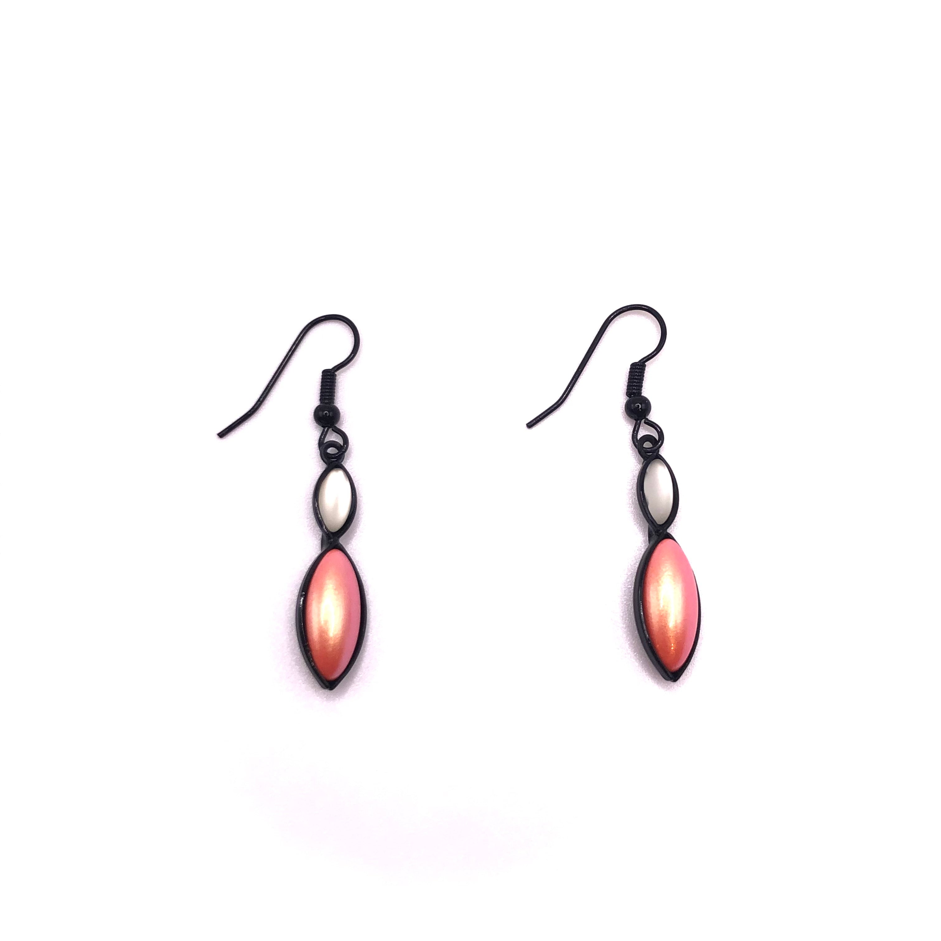 pink glass beaded drop earrings