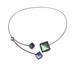 Tumbled glass square wire necklace