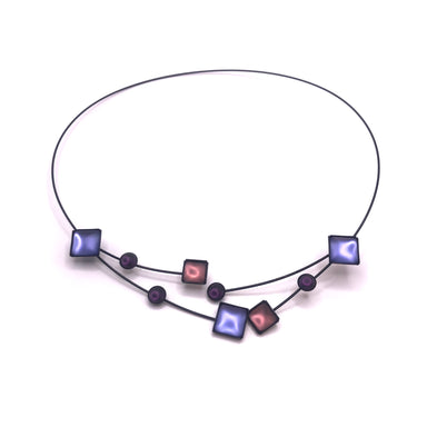 purple glass beaded wire necklace