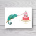 lizard eating a cake blank greeting card