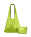 green leather clutch purse with zipper