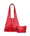 Red leather clutch purse with zipper