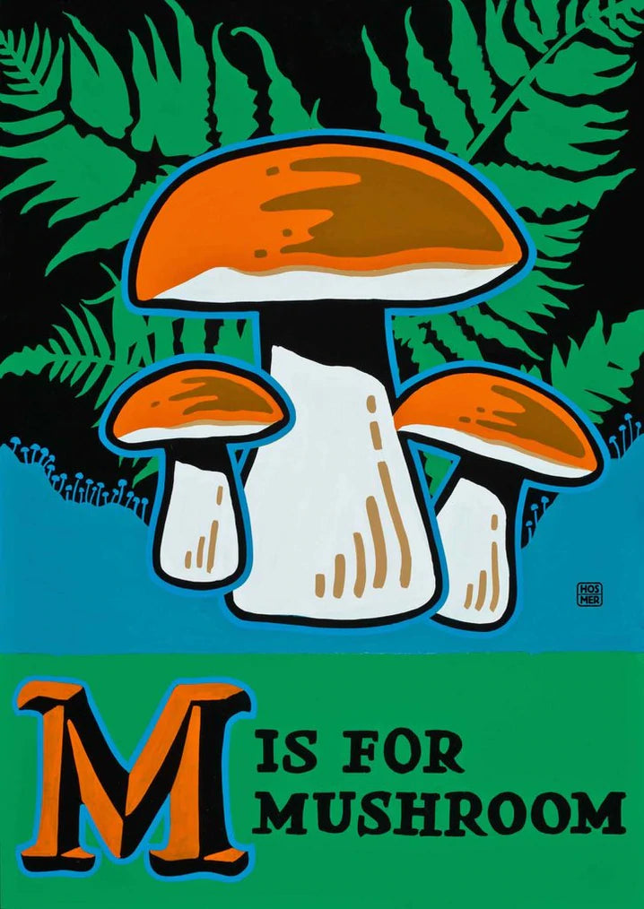 M is for Mushroom blank greeting card