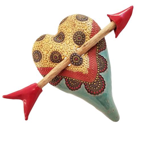 Laurie Pollpeter Eskenazi ceramic heart with arrow