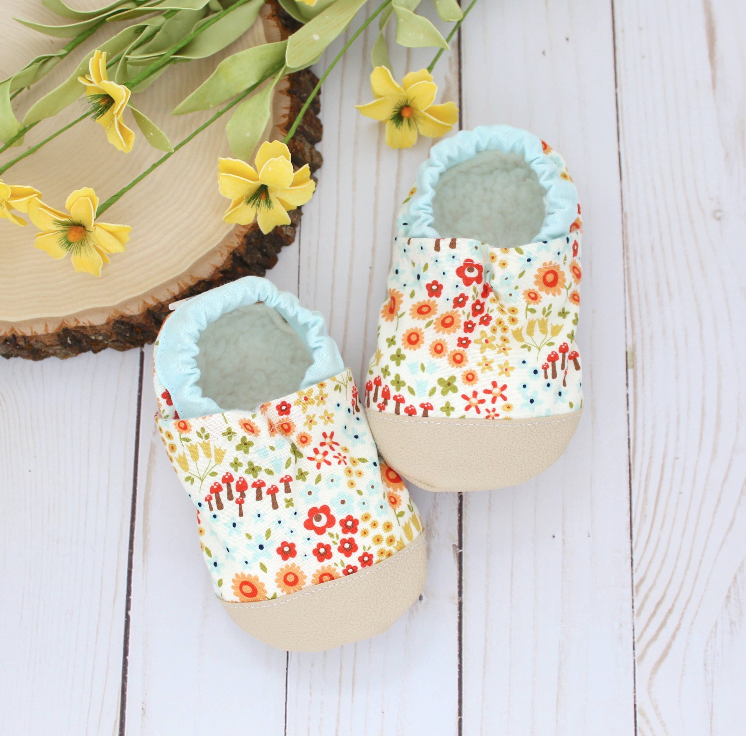 floral baby booties