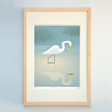 framed egret art print