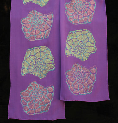 purple silk scarf shells