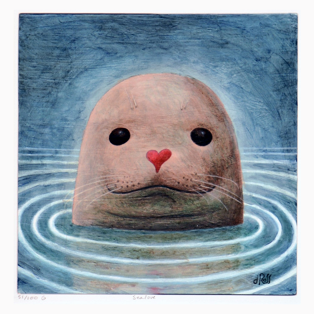 Sea lion with head above water print