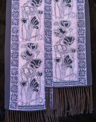 purple silk poppies scarf