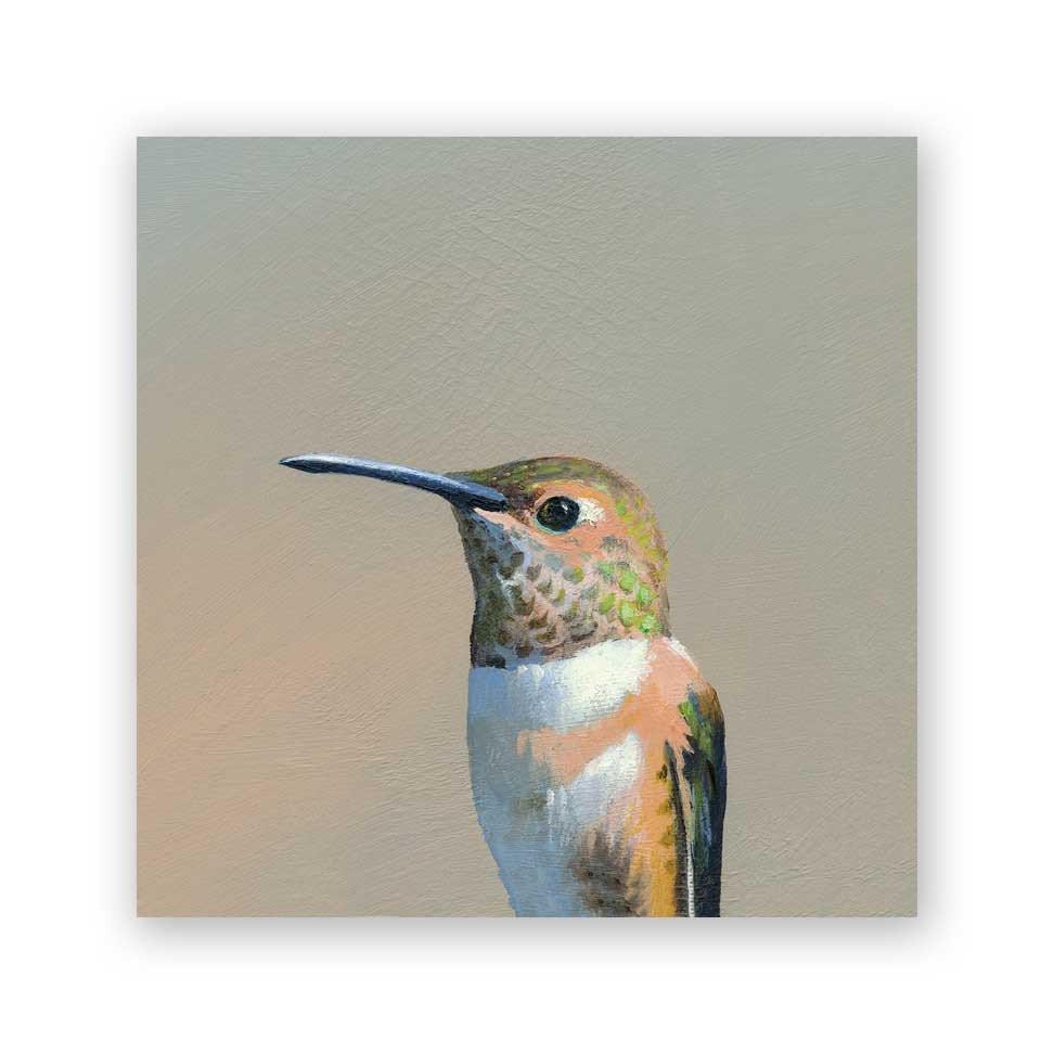 hummingbird art print on wood