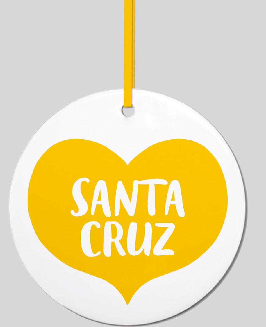 yellow Santa Cruz ornament