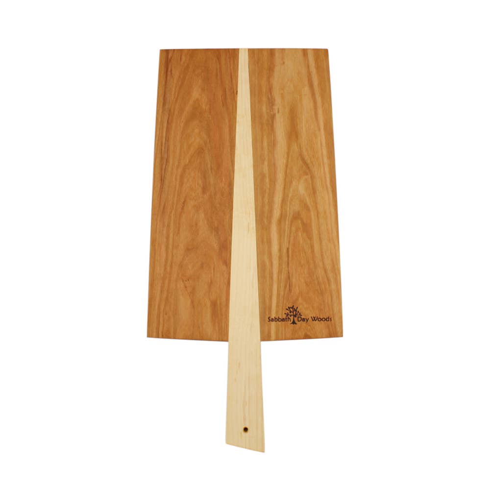 Wood cutting board with handle